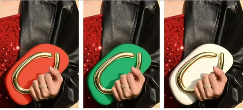 Elegant Gold Curve Evening Clutch