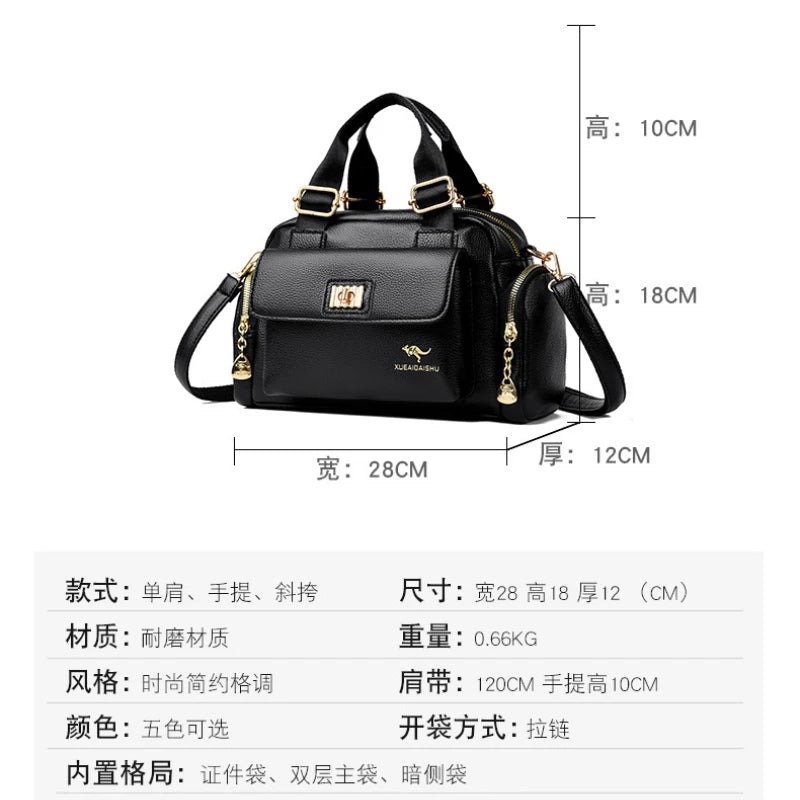 Luxury Designer Purse and Handbag Fashion High Quality Women's Shoulder Bag Large Capacity Soft Leather Locomotive Crossbody Bag