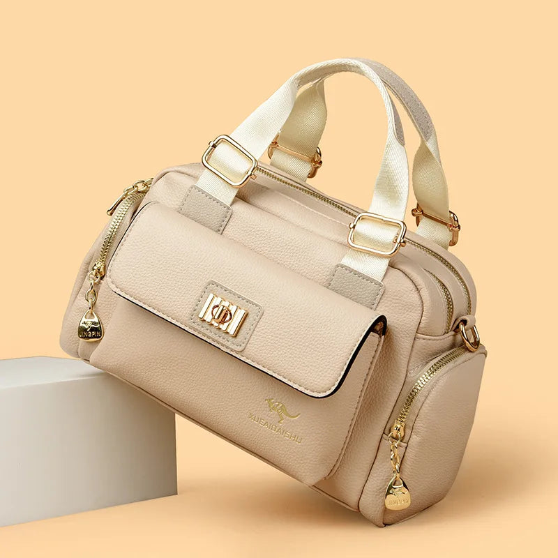 Luxury Designer Purse and Handbag Fashion High Quality Women's Shoulder Bag Large Capacity Soft Leather Locomotive Crossbody Bag