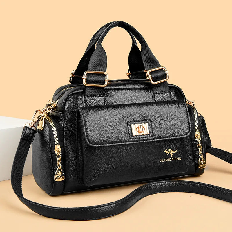 Luxury Designer Purse and Handbag Fashion High Quality Women's Shoulder Bag Large Capacity Soft Leather Locomotive Crossbody Bag