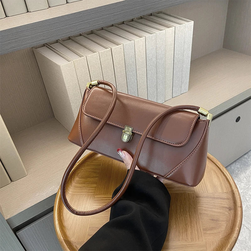 Fashion PU Leather Underarm Shoulder Bags For Women Trend Designer French Style Female Tote Ladies Flap Handbags