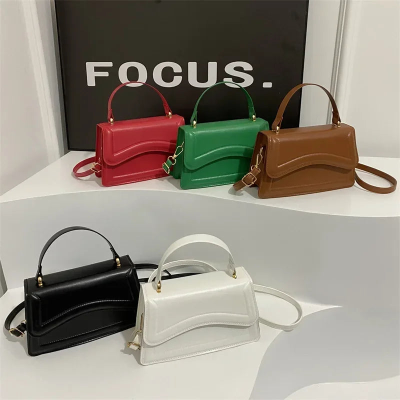 High Quality PU Leather Handbag Purse Women's Bag Solid Color Shoulder Crossbody Bags Lady Messenger Small Tote for Women Girls