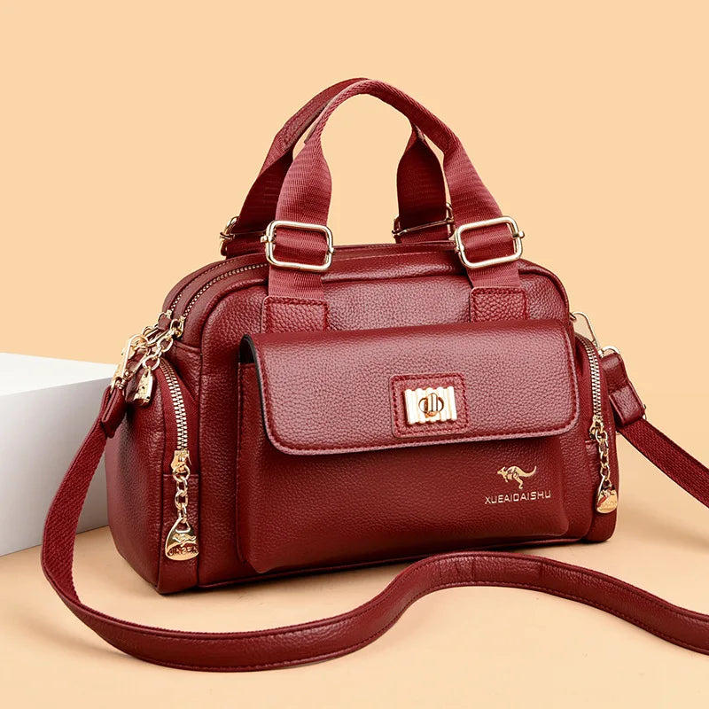 Luxury Designer Purse and Handbag Fashion High Quality Women's Shoulder Bag Large Capacity Soft Leather Locomotive Crossbody Bag