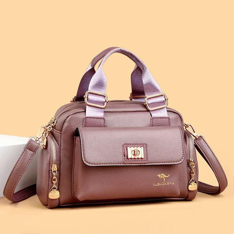 Luxury Designer Purse and Handbag Fashion High Quality Women's Shoulder Bag Large Capacity Soft Leather Locomotive Crossbody Bag