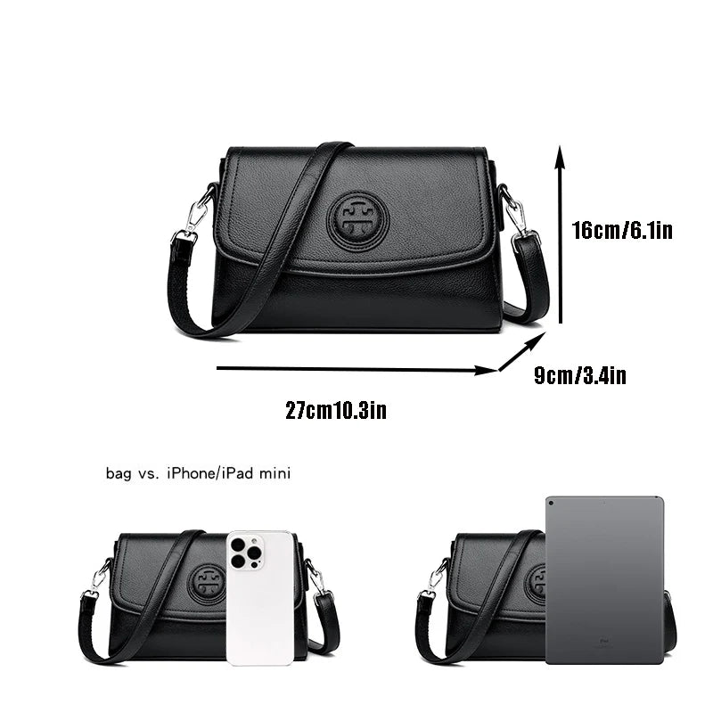 2024 Women Leather Shoulder Messenger Bags Luxury Handbags Designer Sac A Main Female Vintage Crossbody Bags For Women Tote Bag